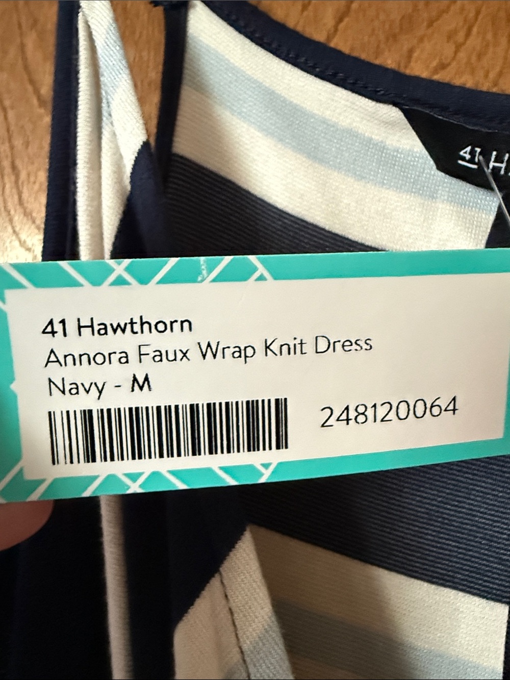 41 Hawthorn Navy and White Striped Midi Wrap Dress - Picture 6 of 6